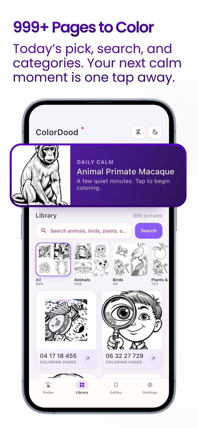Personal coloring book gallery — save artwork on your device