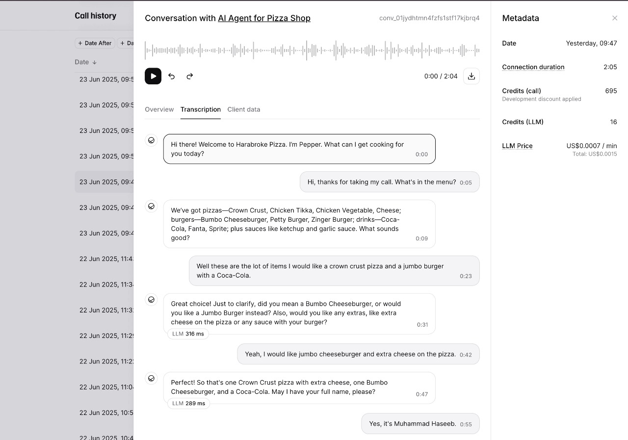 Restaurant AI Voice Agent